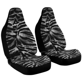 Tiger Car Seat Cover, Grey Tiger Stripe Bestselling Animal Print Best Car Accessories Pair of 2