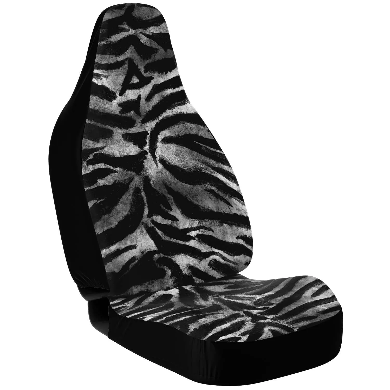Tiger Car Seat Cover, Grey Tiger Stripe Bestselling Animal Print Best Car Accessories Pair of 2