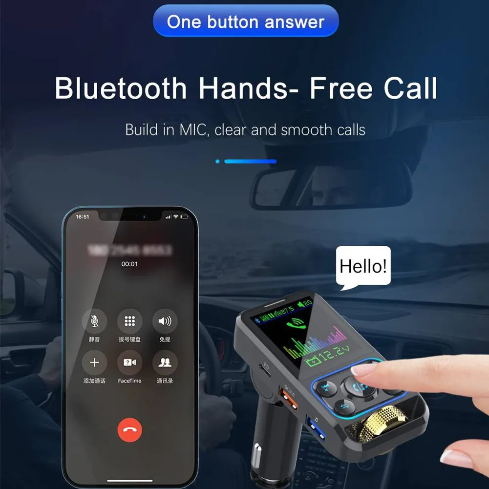 US Fm Transmitter Wireless Car Handsfree Bluetooth-compatible Mp3