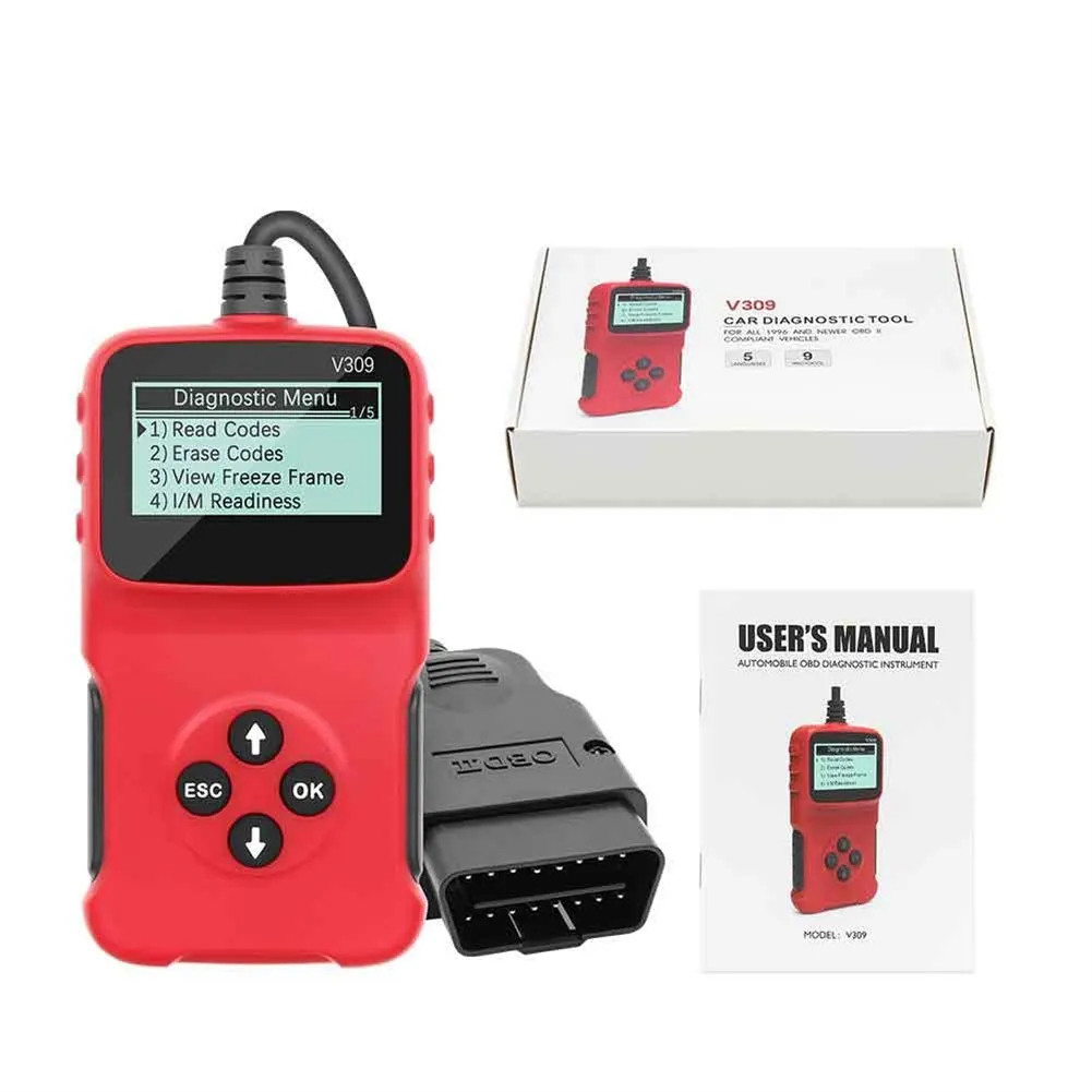 V309 Car Obd Scanner Multi-language Code Reader Fault Code Clear