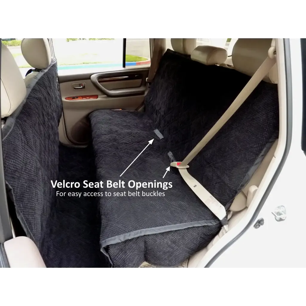 X-Large Car Seat Cover For Dogs and Pets 56"W Black Micro Velvet